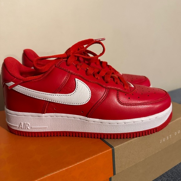 Practically NIB Nike University Red and White Air Force 1 Low - Picture 4 of 7